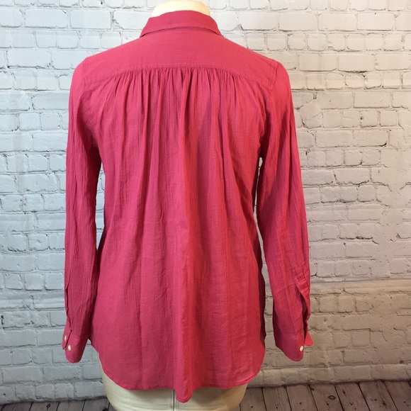LRL Lauren Jeans Co Dusty Red Tab Sleeve Button up Medium - Picture 3 of 5